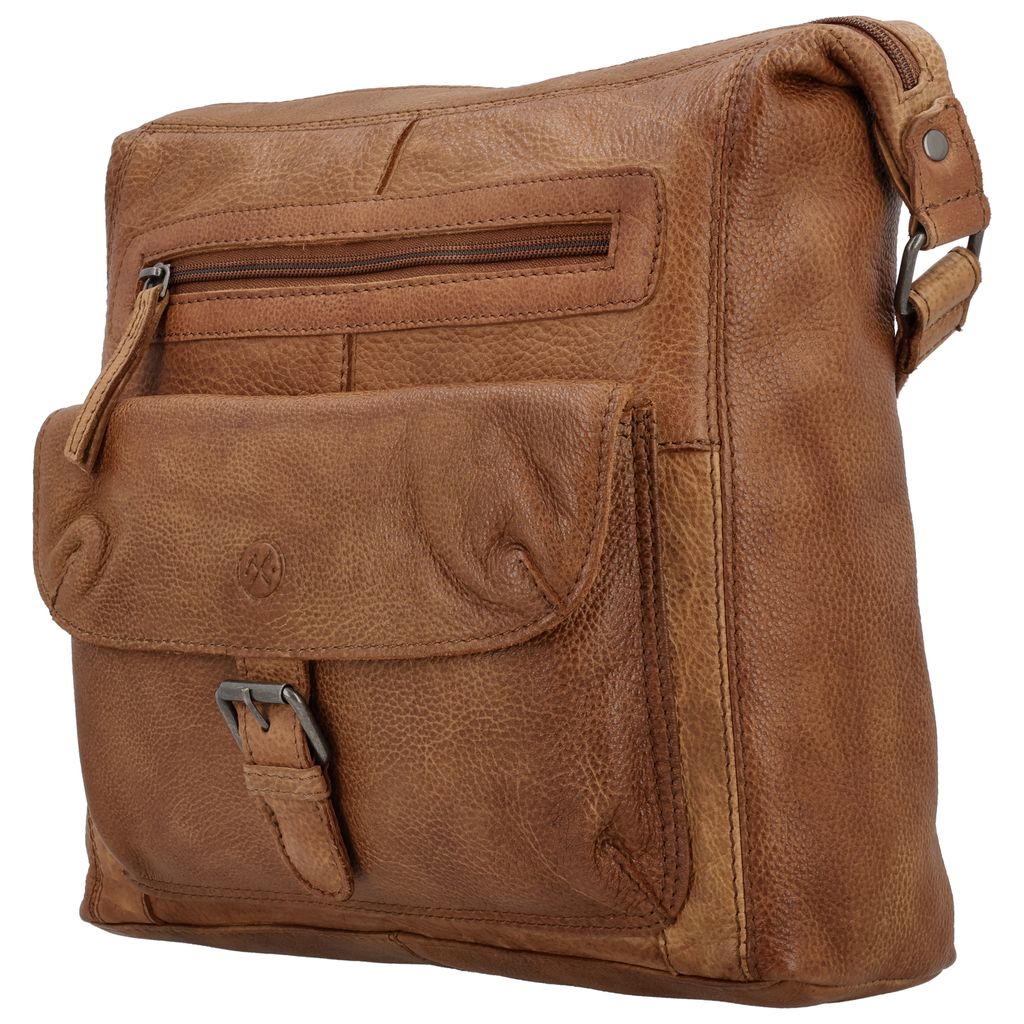 Hide & Stitches Paint Rock Schoudertas Gesp Cognac
