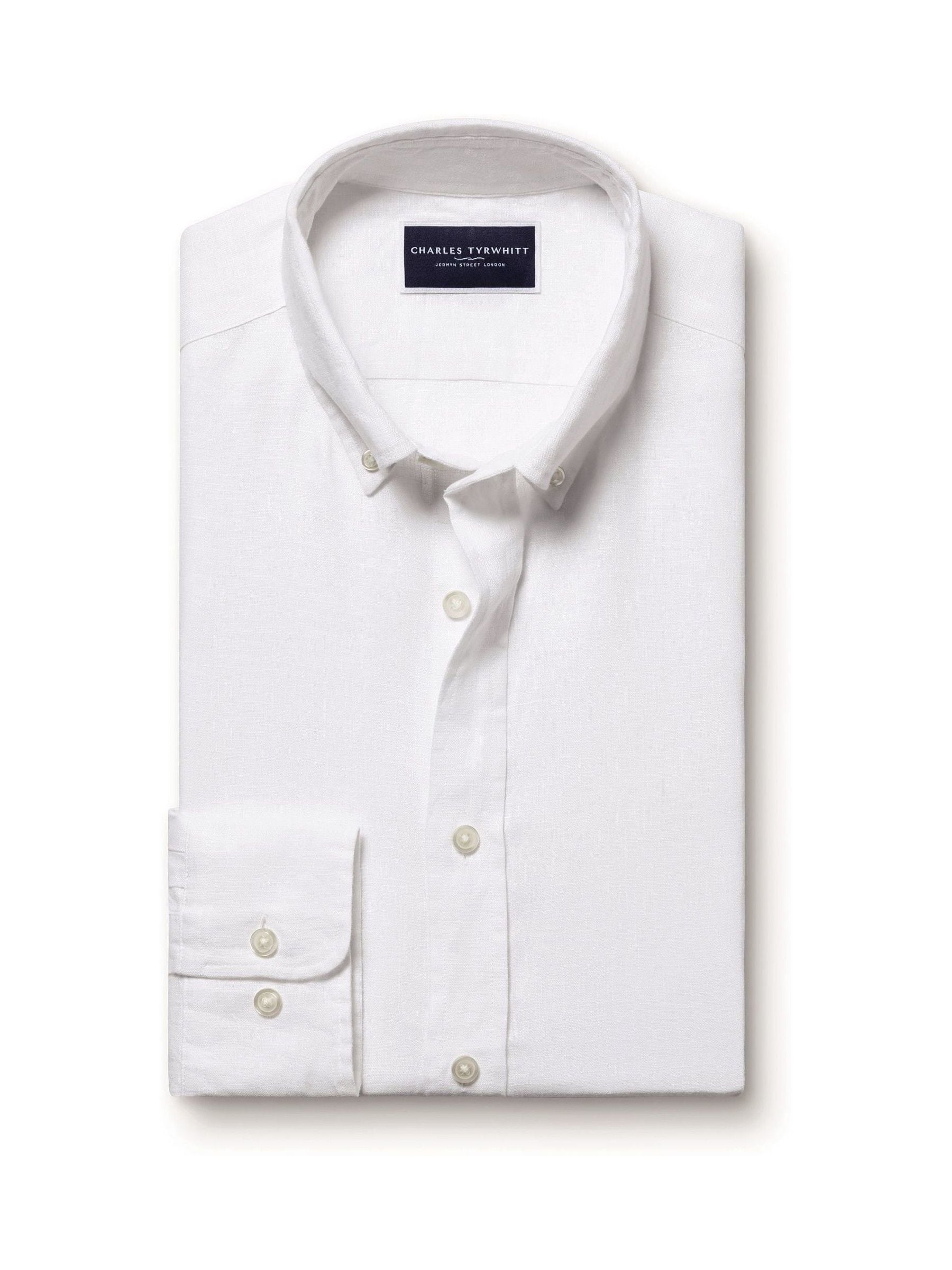 Charles Tyrwhitt Button Down Pure Linen Slim Fit Shirt