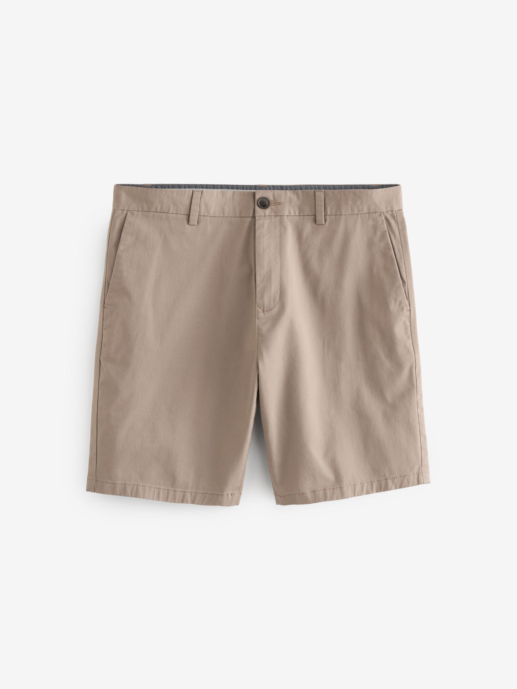 Donker kiezelkleurig - Slim Fit - Chinoshort met stretch