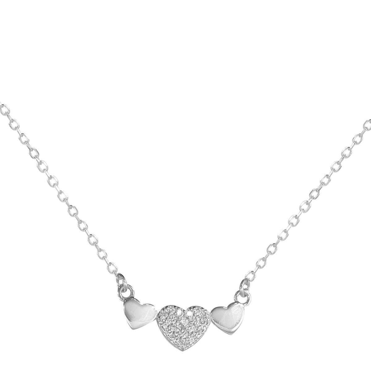 Collier coeur en argent 925 rhodié et oxydes de zirconium