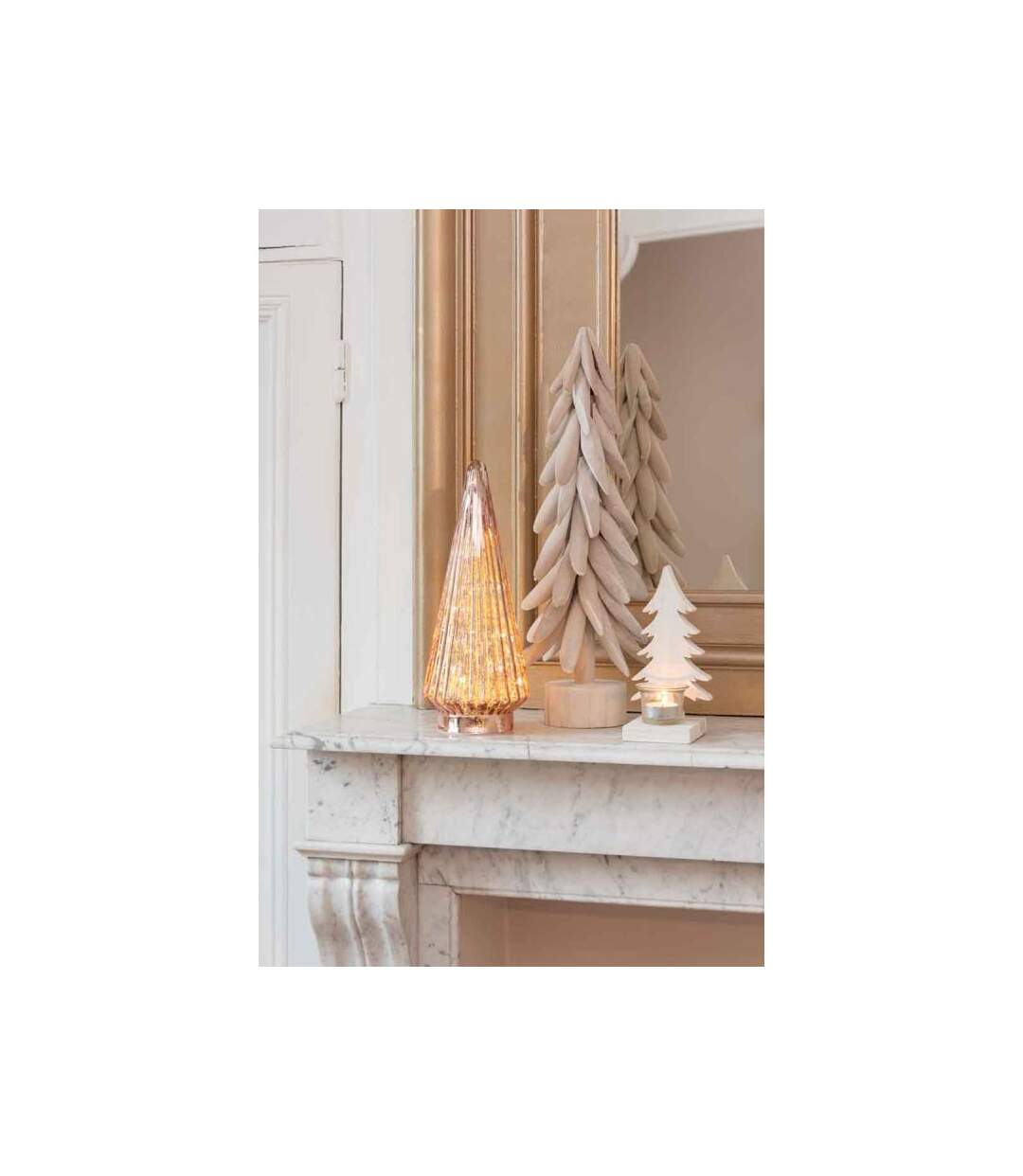 Paris Prix - Sapin De Noël En Verre led 24cm Rose