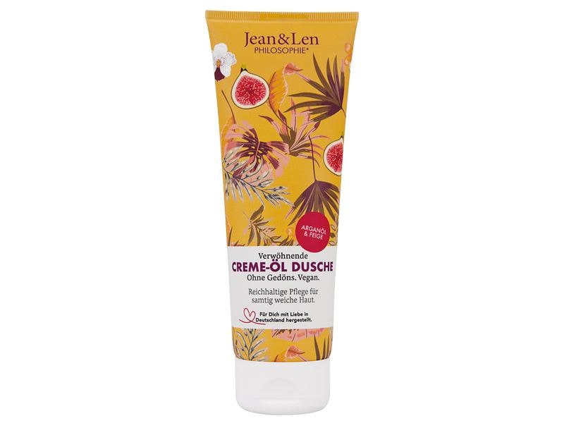 Jean & Len Duschgel Arganöl/Feige 250 ml Natürliche und verwöhnende Creme-Öl Dusche mit reichhaltigem Arganöl