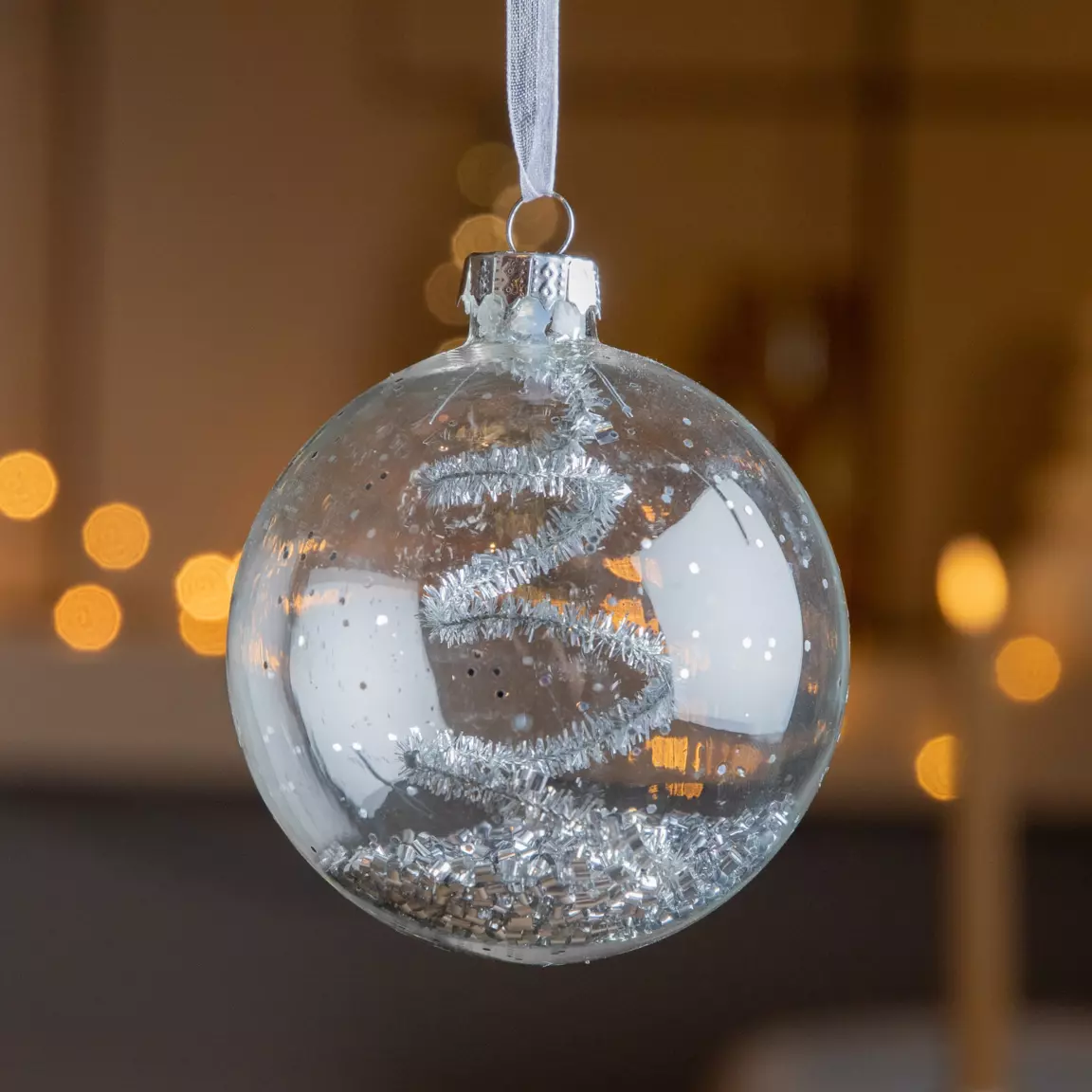 Lot de 3 boules de Noël (D80 mm) en verre Lux Argent