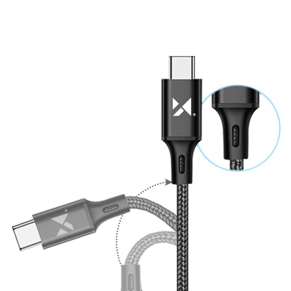 USB Ladekabel Schnellladekabel USB Typ C 2.4A 2m Schwarz