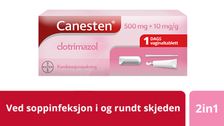 Canesten 500 mg vaginaltablett og 10 mg/g krem