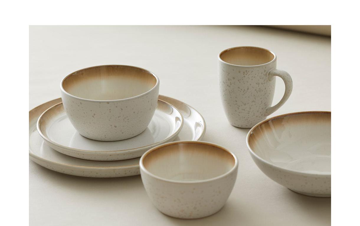Frühstücks- & Dessertteller Ø 21 cm, 6 Stück, Beige/CrèmeTeller aus Steinzeug