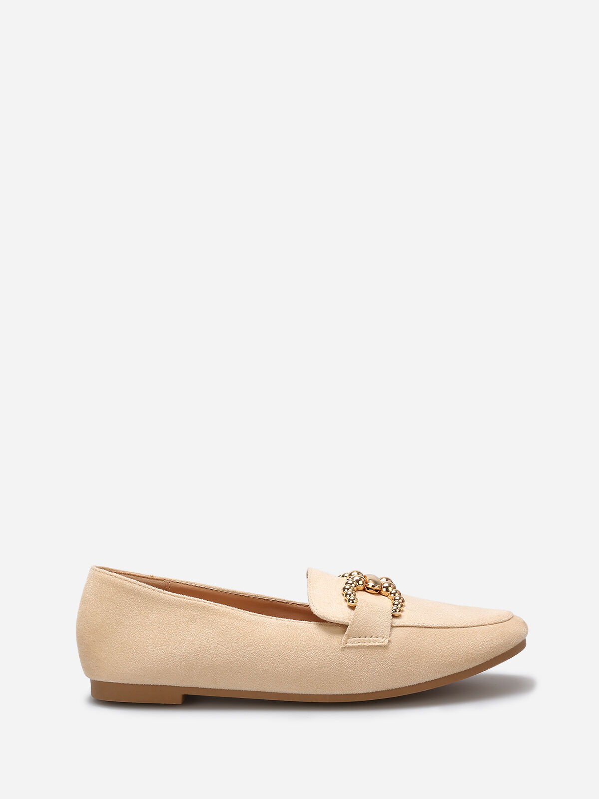 Mocassins en suédine à détail boucle- Beige