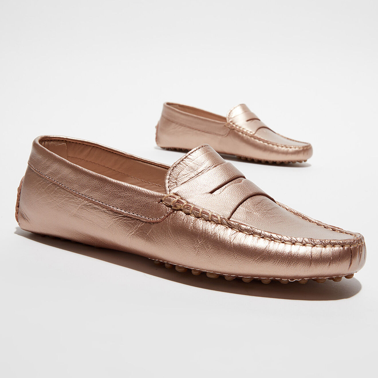 Loafers Mocassins en Cuir métallisé Jade marron