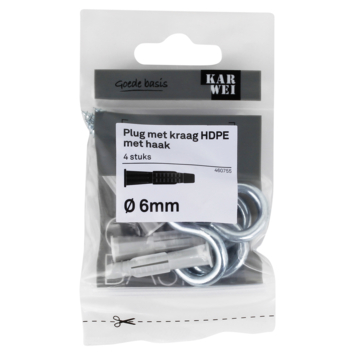 KARWEI kraagplug 6x36mm schr.haak 4,5x65mm 4ST