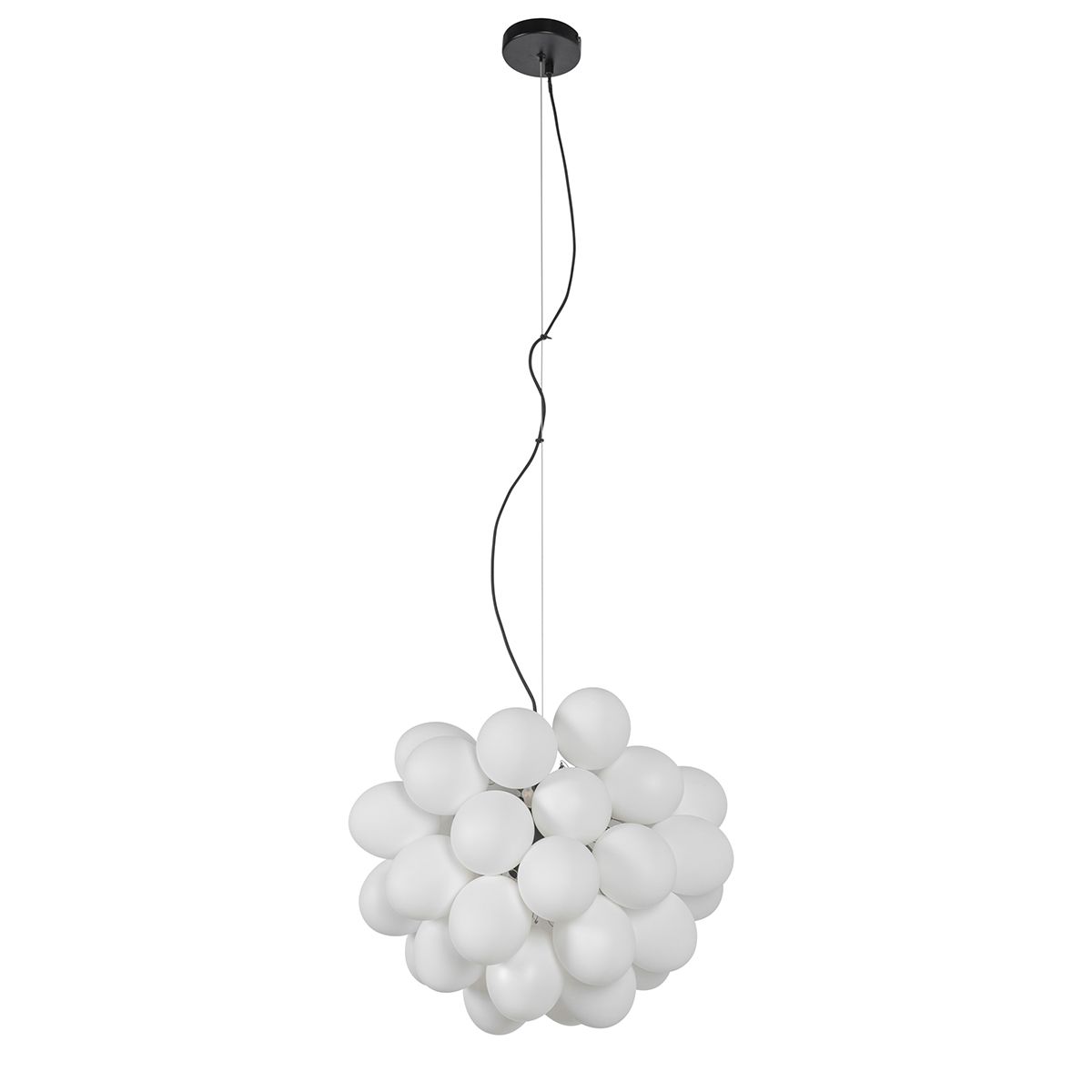 Art deco hanglamp zwart met opaal glas 8-lichts rond - Uvas