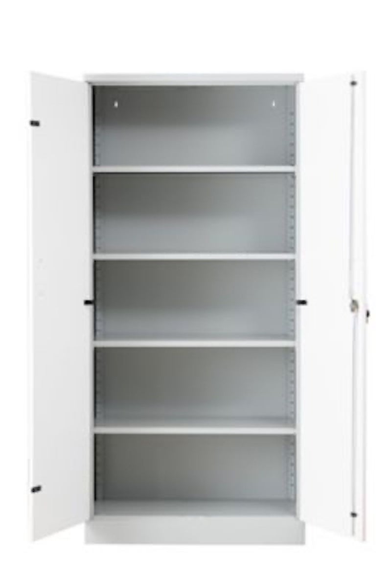 PROREGAL Beetle archiefkast met 4 legplanken, afmetingen (H x B x D): 195 x 92 x 42 cm, grijs & wit