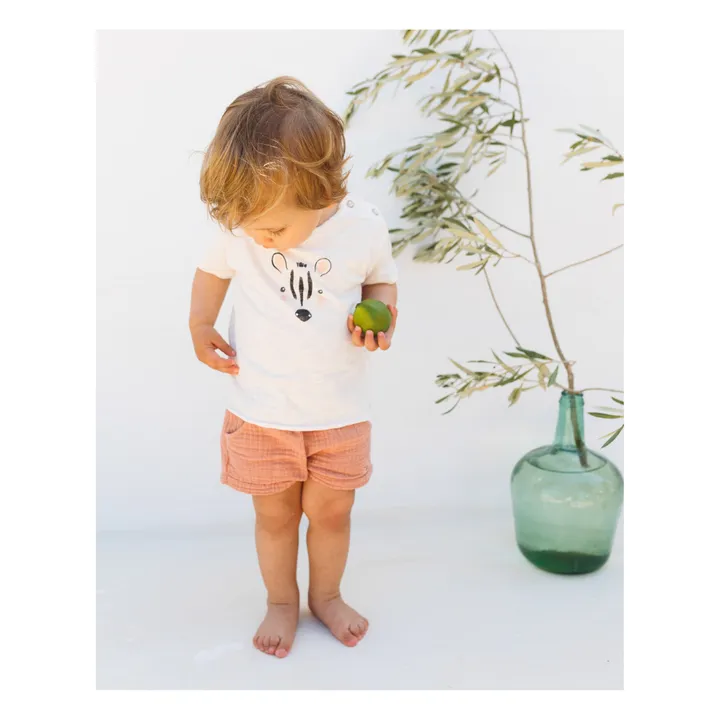Búho T-shirt Zèbre Coton Flammé | Blanc