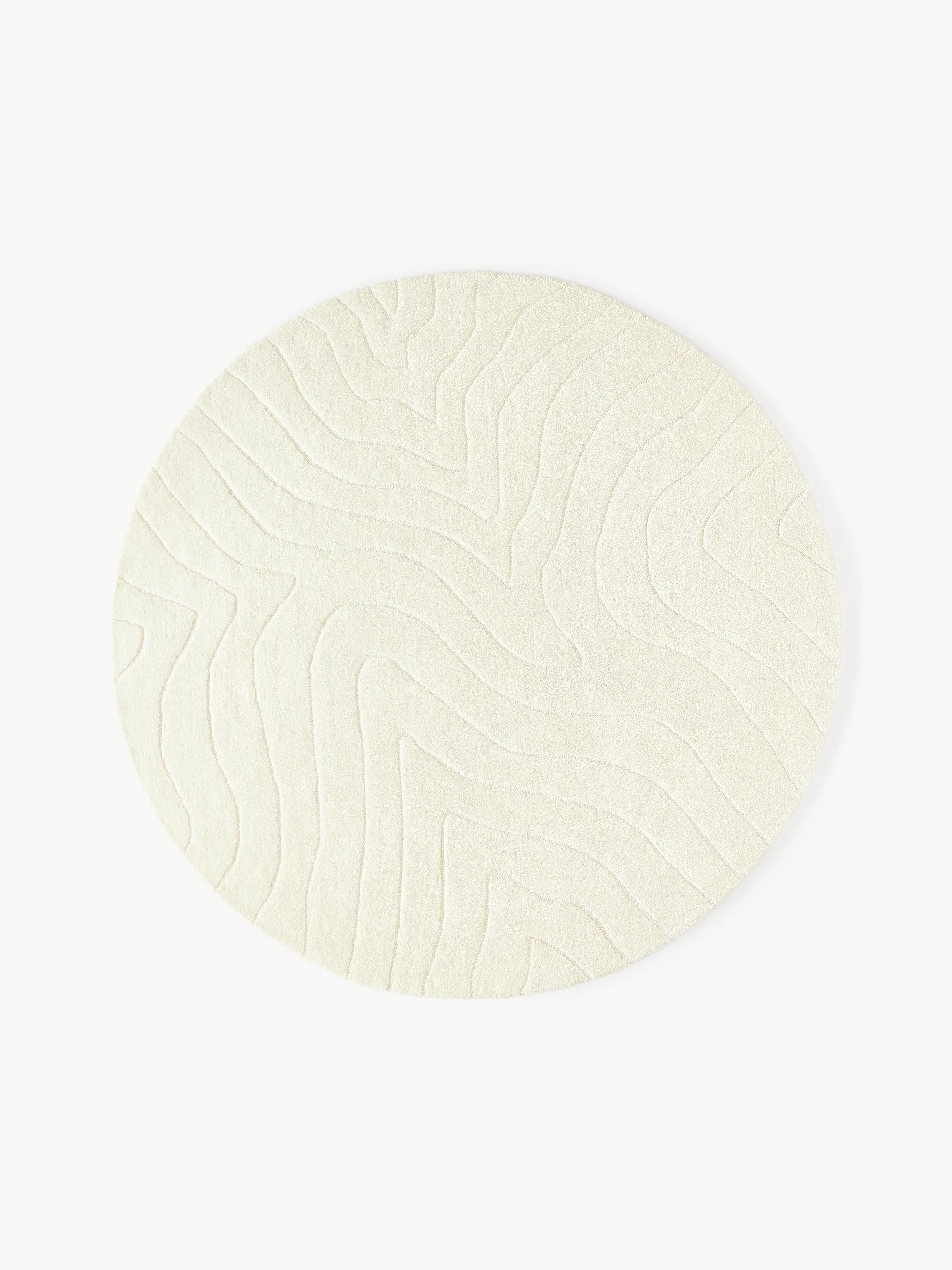 Rond wollen vloerkleed Aaron, handgetuft