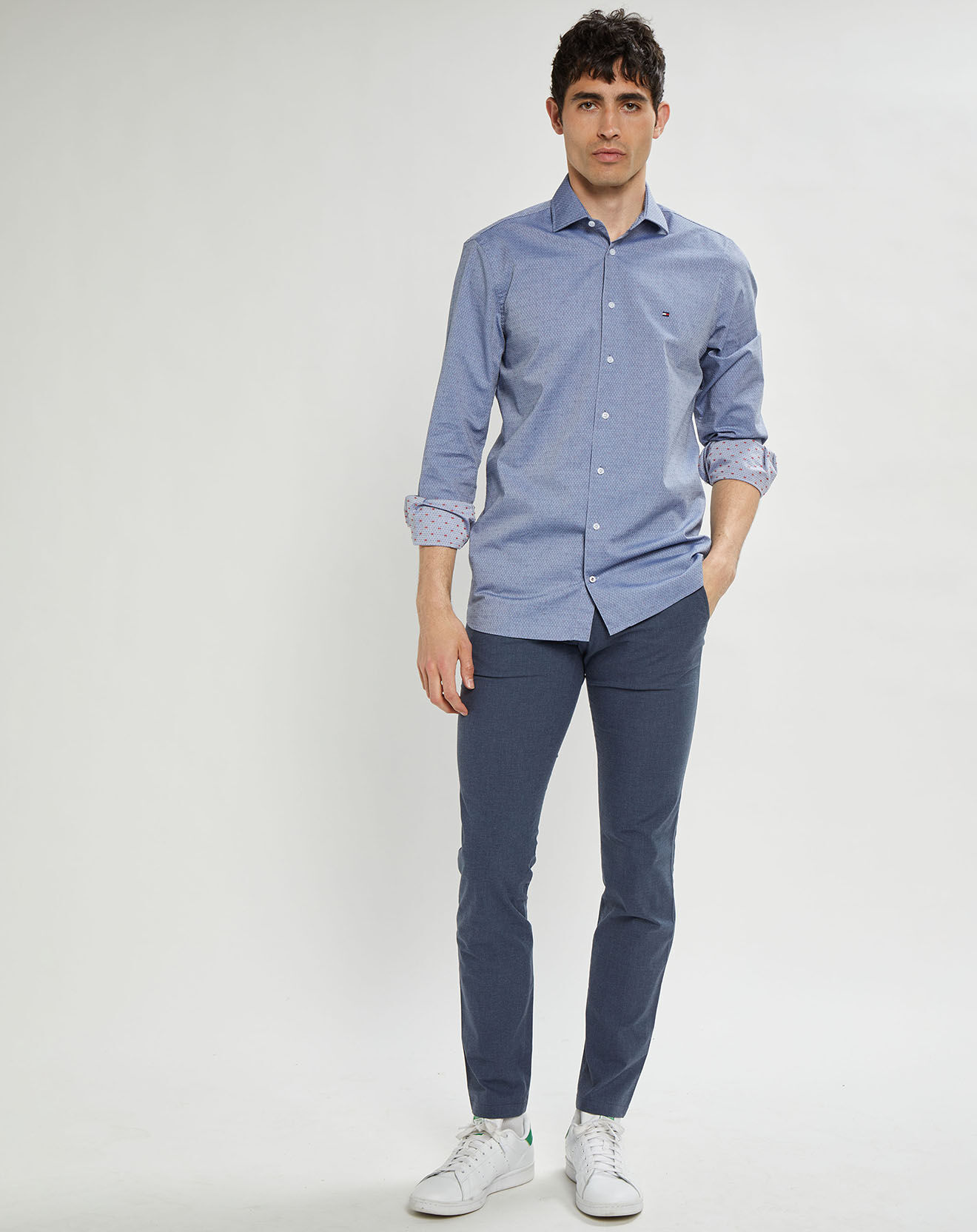 Tommy Hilfiger Chemise slim à pois bleue