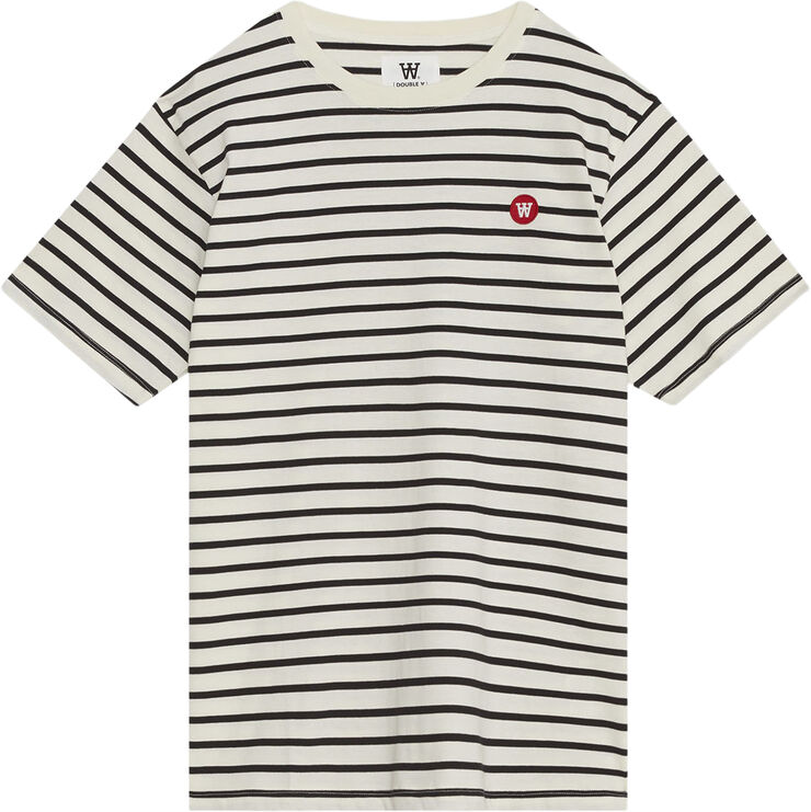 Wood Wood Ace badge T-shirt Off-white/black stripes