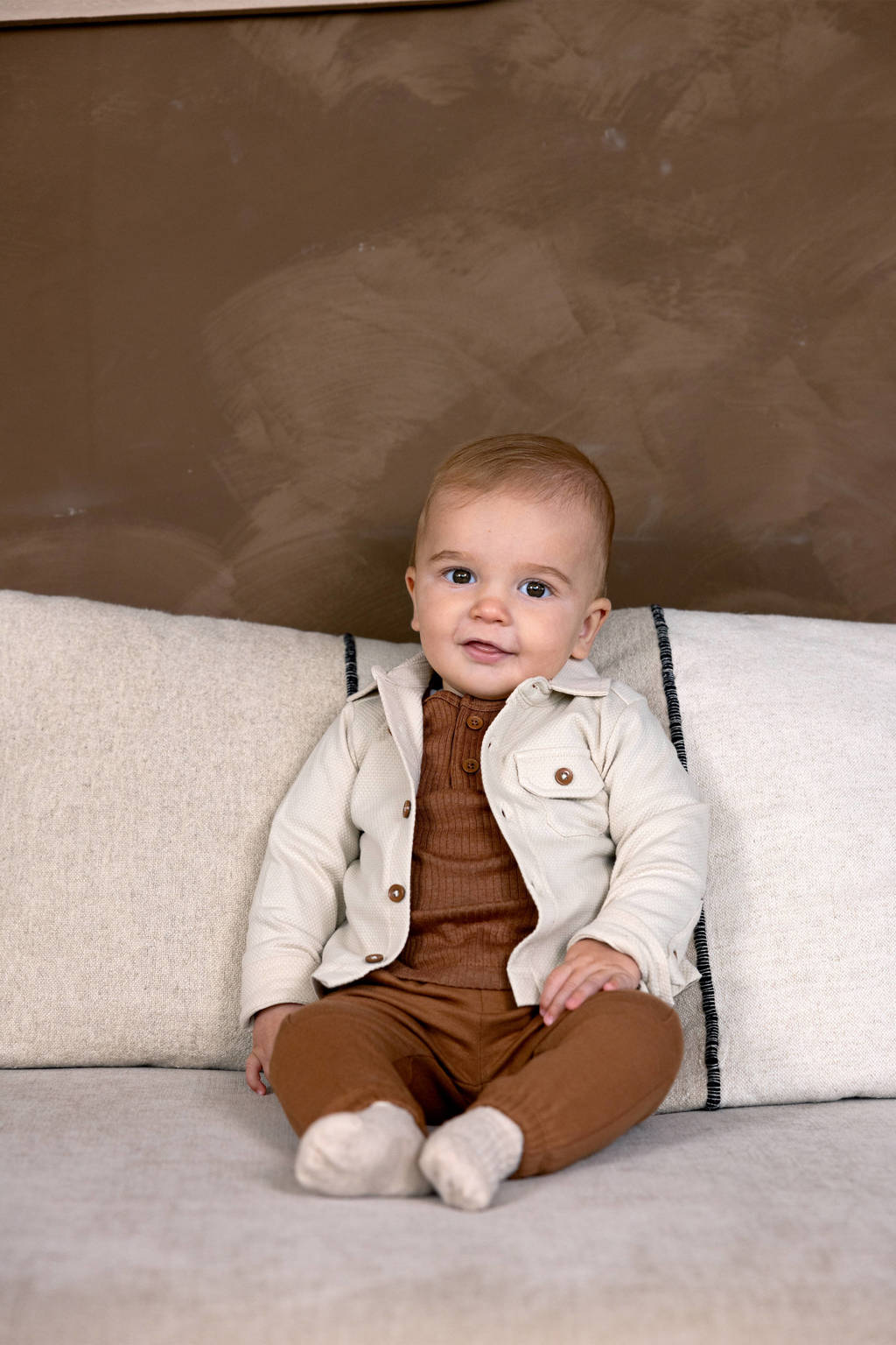 Dirkje longsleeve - set van 2 - bruin/ecru