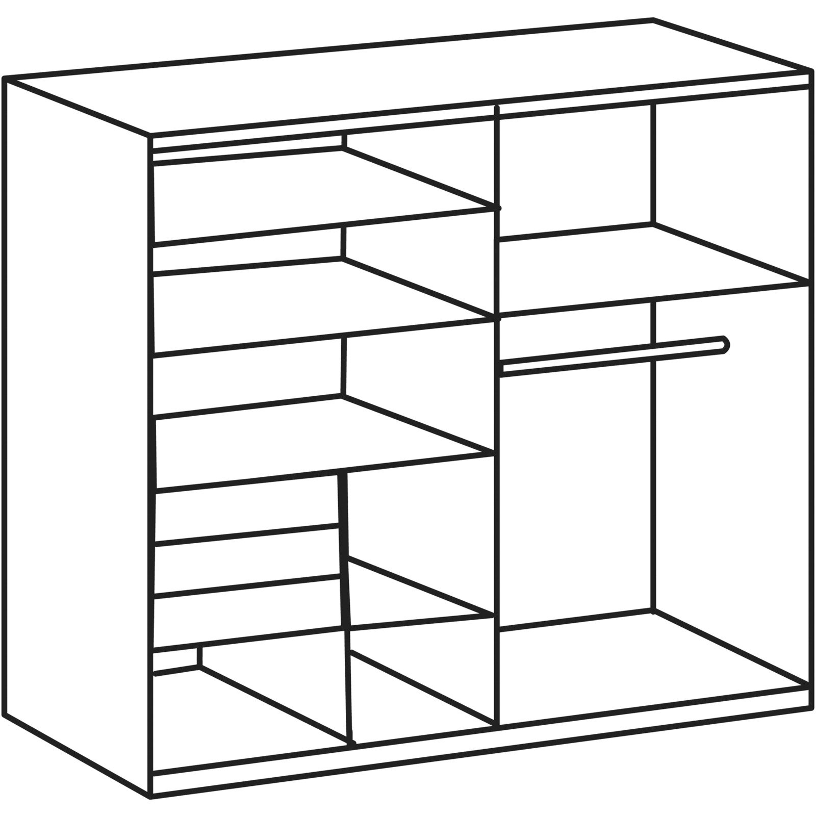 Schwebetürenschrank Coburg Artisan weiss 180 x 198 x 65 cm