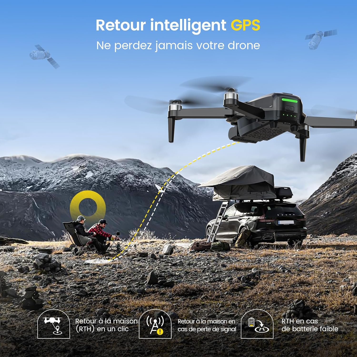 DEERC D65 Drone EIS 4K, Caméra avec Cardan à 2 Axes,