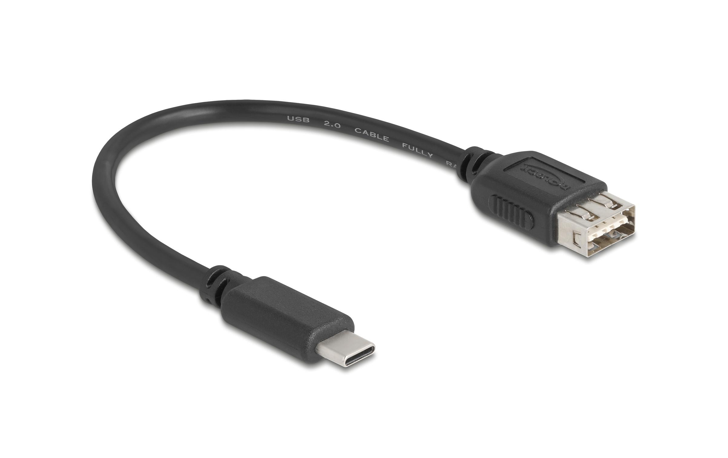 USB 2.0-Kabel USB C - USB A 0.2 mUSB Kabel zur Datenübertragung und Stromversorgung über kurze Strecke
