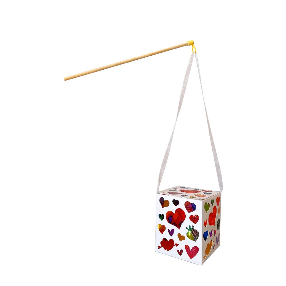(17-tlg. Set) 10x12cm LED Papier Laterne Kinder DIY Bastel Laterne inkl. Lampion Stab / Farbfolien / Organza Band (inkl. LR44 Batterien) - Sterne