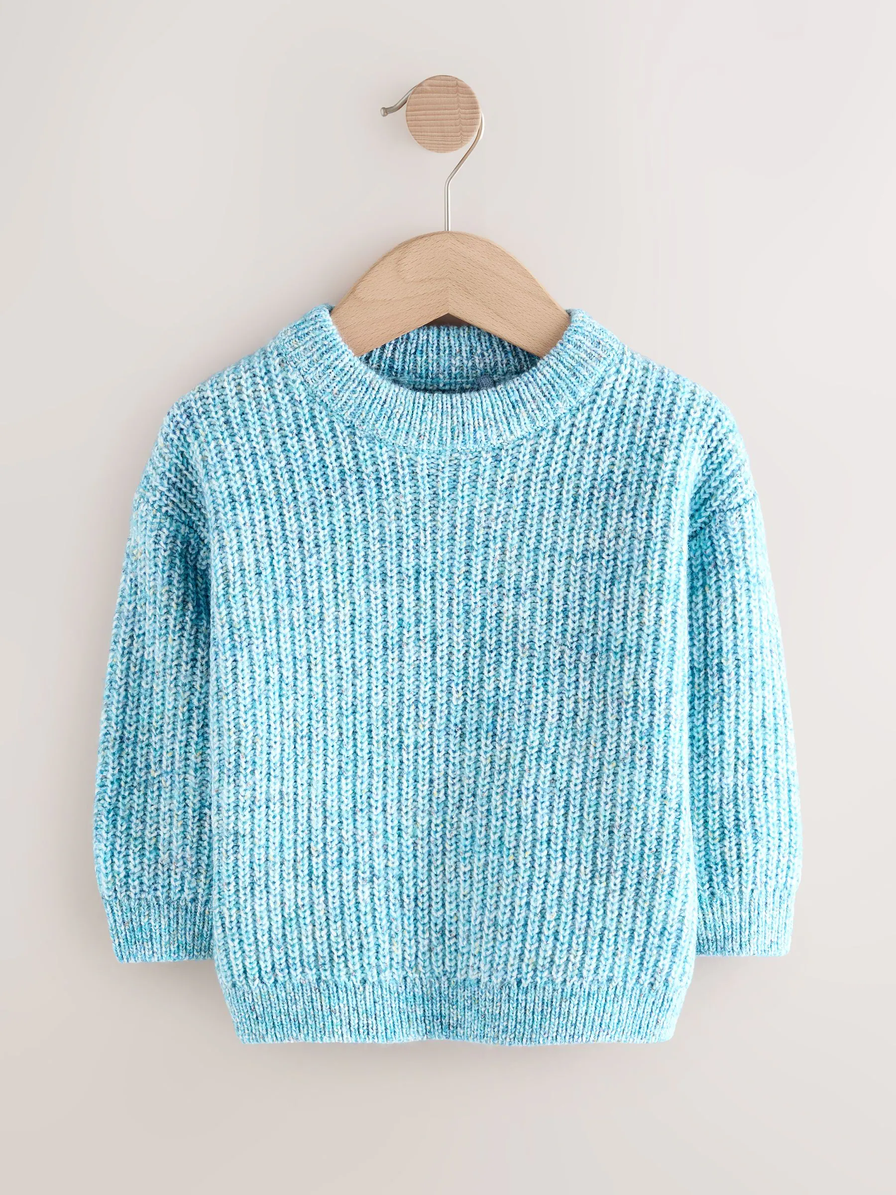 Blauw - Gebreide trui met ronde hals (3 mnd - 7 jr)