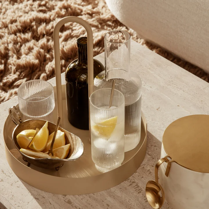 Ferm Living - Ripple Longdrink-Gläser, smoked grey (4er-Set)