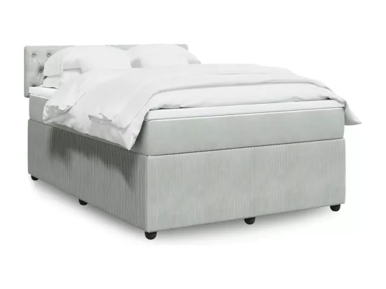 Sommier à lattes de lit et matelas Gris clair 140x190cm Velours