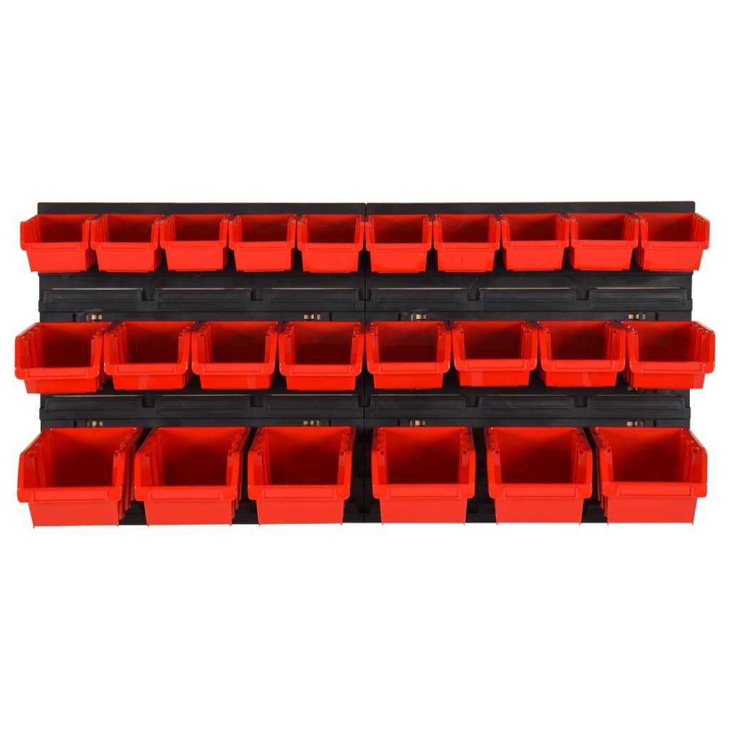 vidaXL 26-delige werkplaatsbakkenset, rood en zwart, 77x39 cm