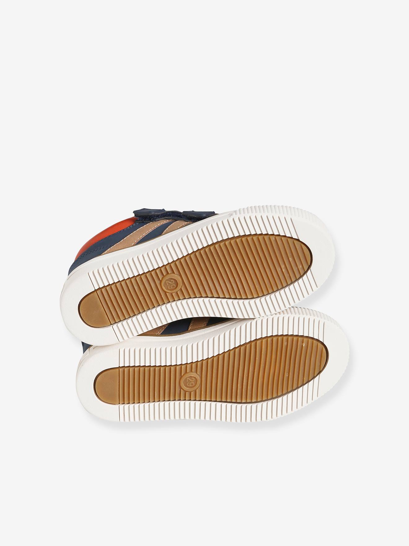 Tênis de cano alto com fecho de velcro, para meninos, azul escuro liso