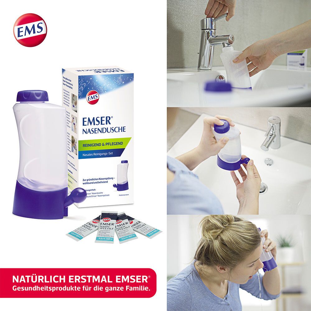 EMSER® Nasendusche mit 4 Beutel Nasenspülsalz