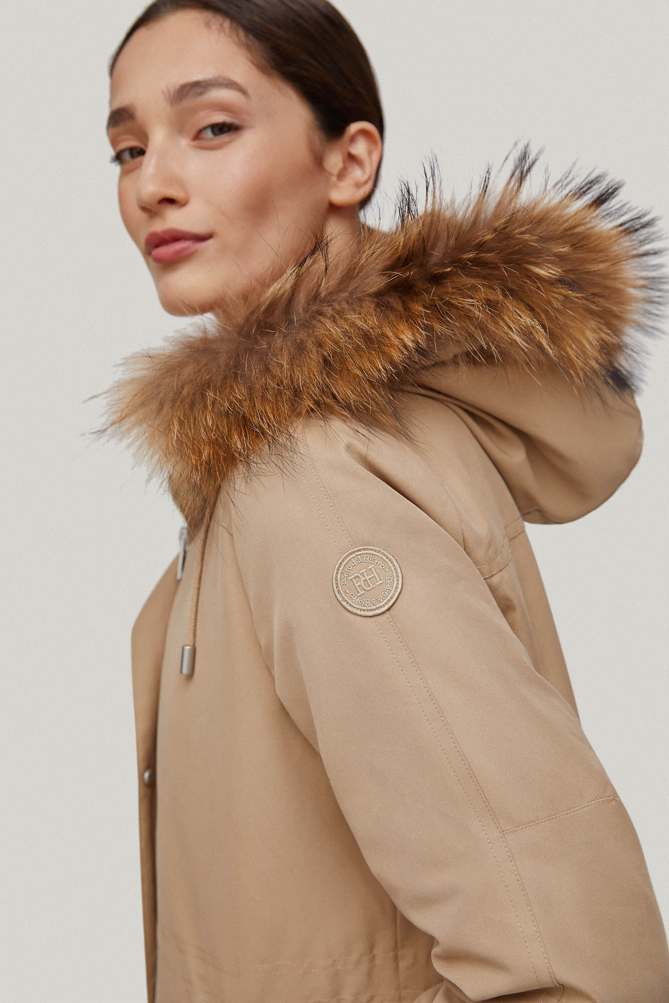 Parka de algodão com capuz - Bege