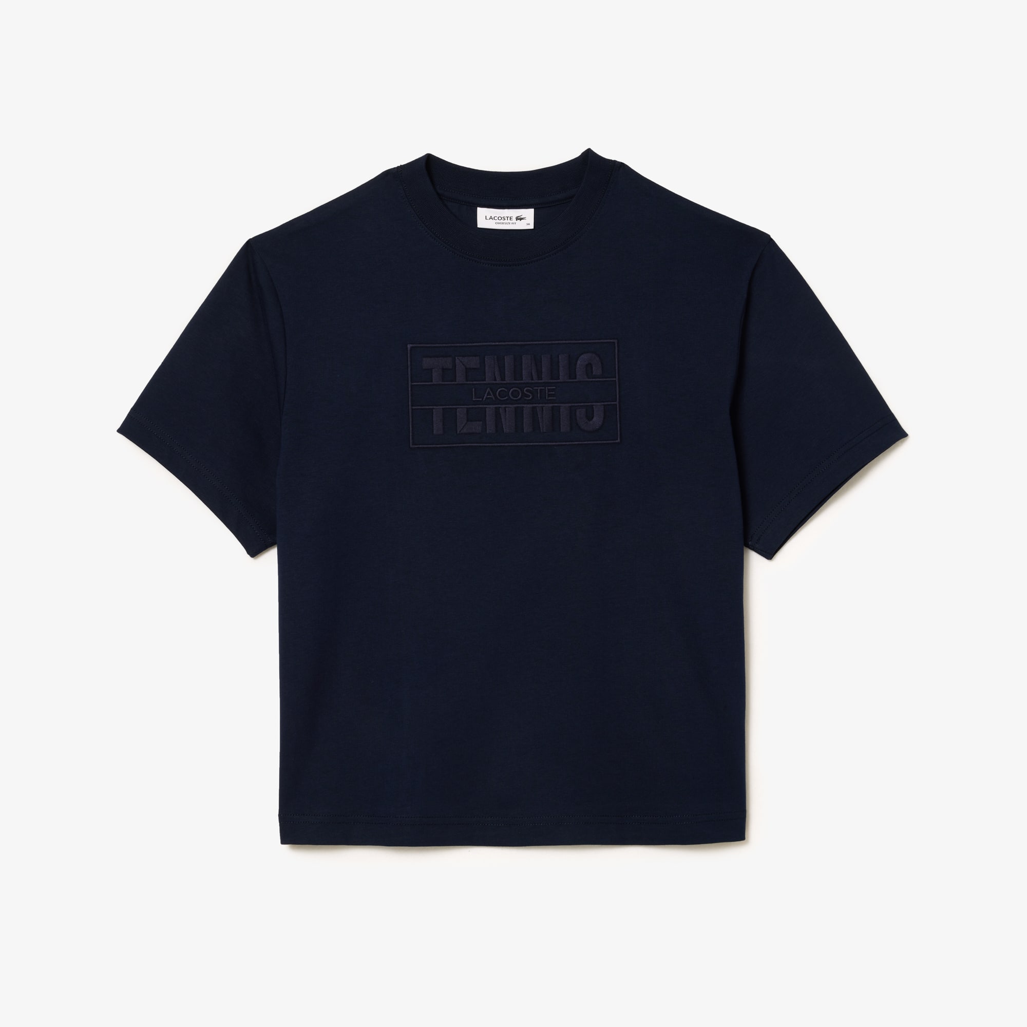 T-shirt oversize en coton broderie Tennis T-Shirts - Bleu - Lacoste - Femme