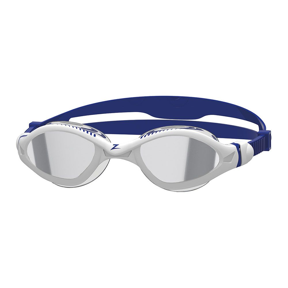 Zoggs TIGER LSR+ LIQUID SKIN RACE MIRROR - Lunettes de natation white blue/mirrored smoke
