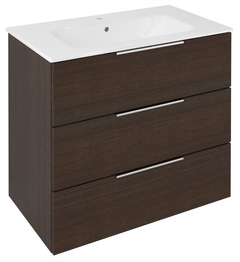 Sapho Cirasa wastafel onderkast 80x46x75cm met 3 lades donkerbruin