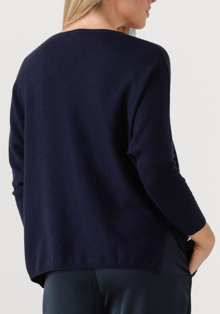 donkerblauwe resort finest trui v-neck cape sweater