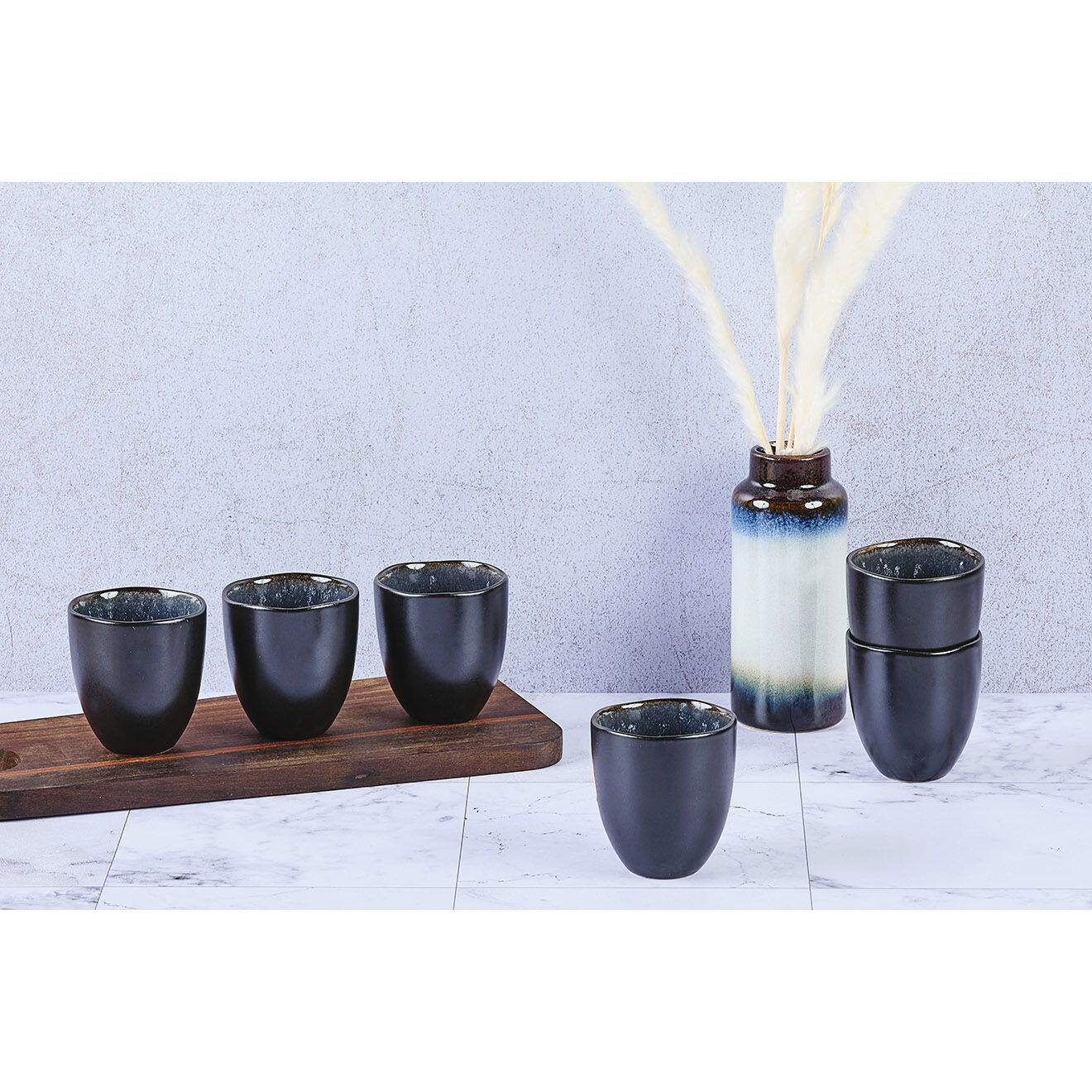 Bjorn 6 Tasses en Grès Iris bleu foncé - 15 cl