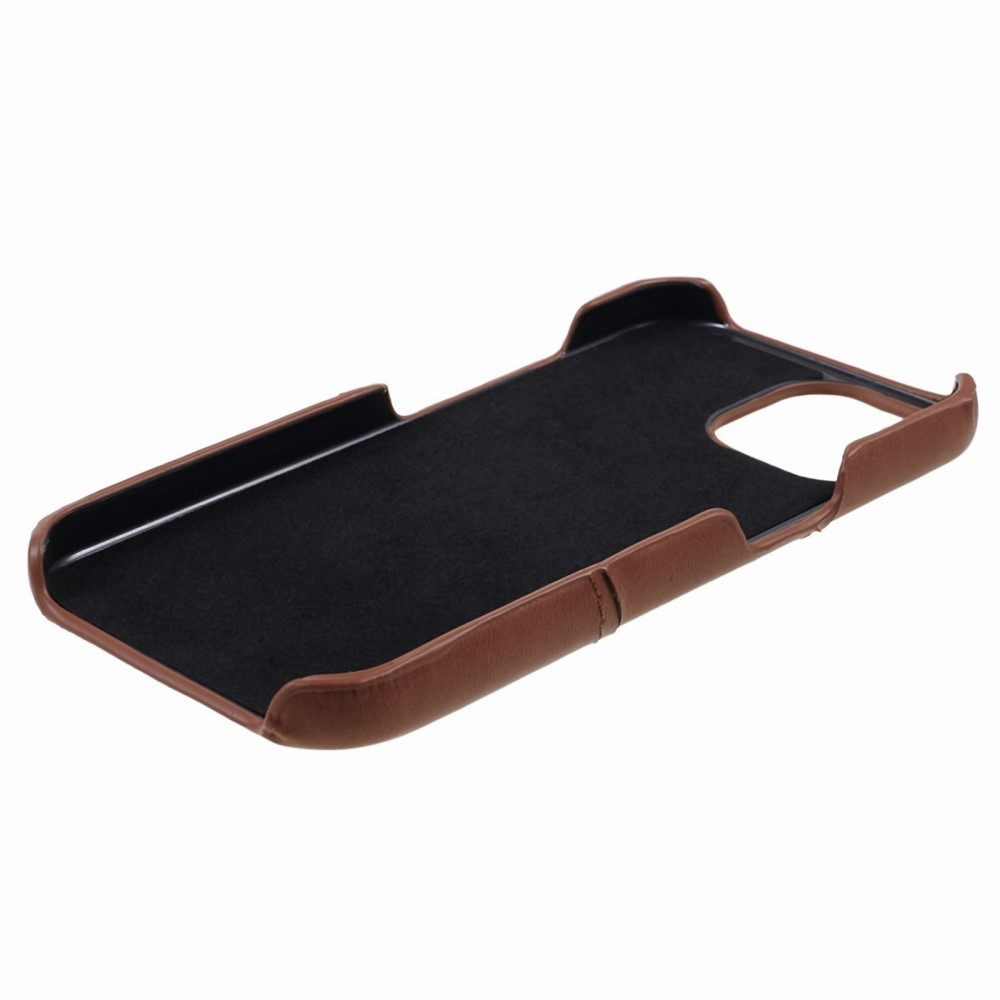 iPhone 15 Leder Hülle Snap Case   Kartenfach - Braun