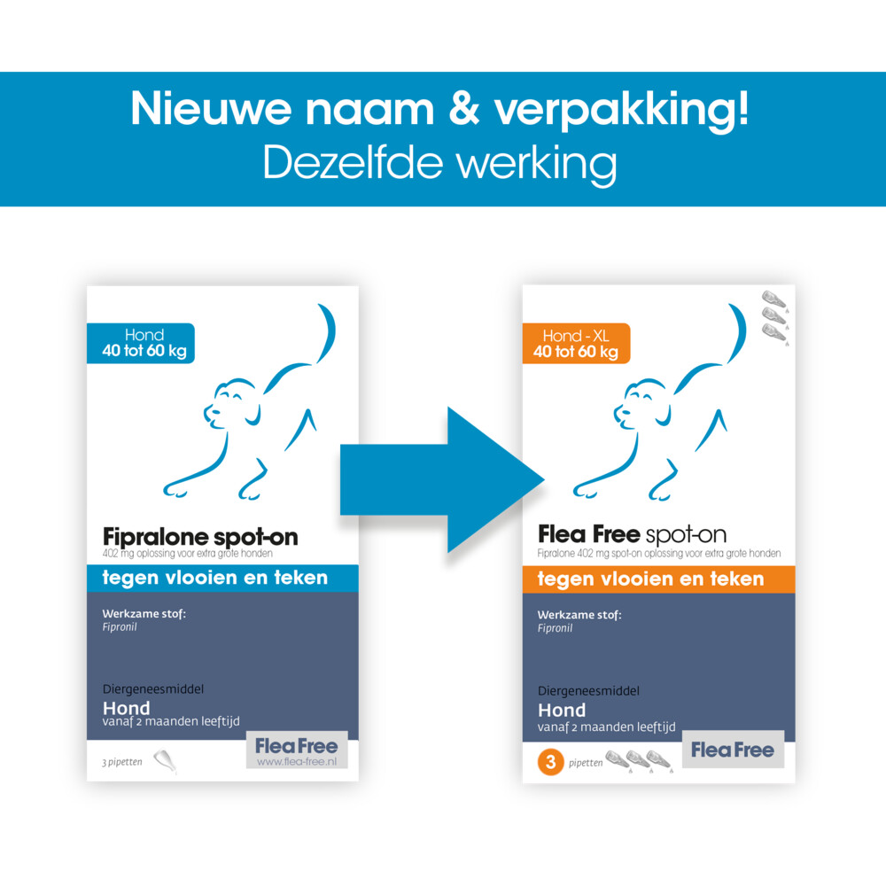 Flea Free Spot On Anti Vlooiendruppels Hond 40-60 kg3 pipetten