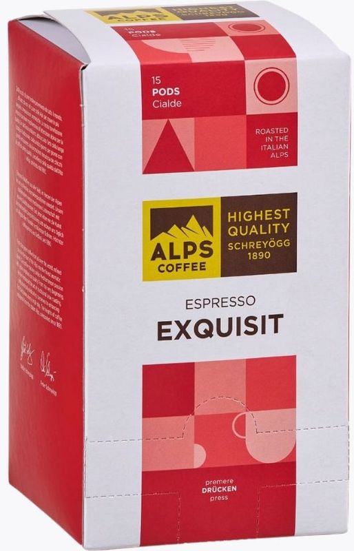 Alps Coffee - Espresso Exquisit - Koffiepads - 15 Stuks