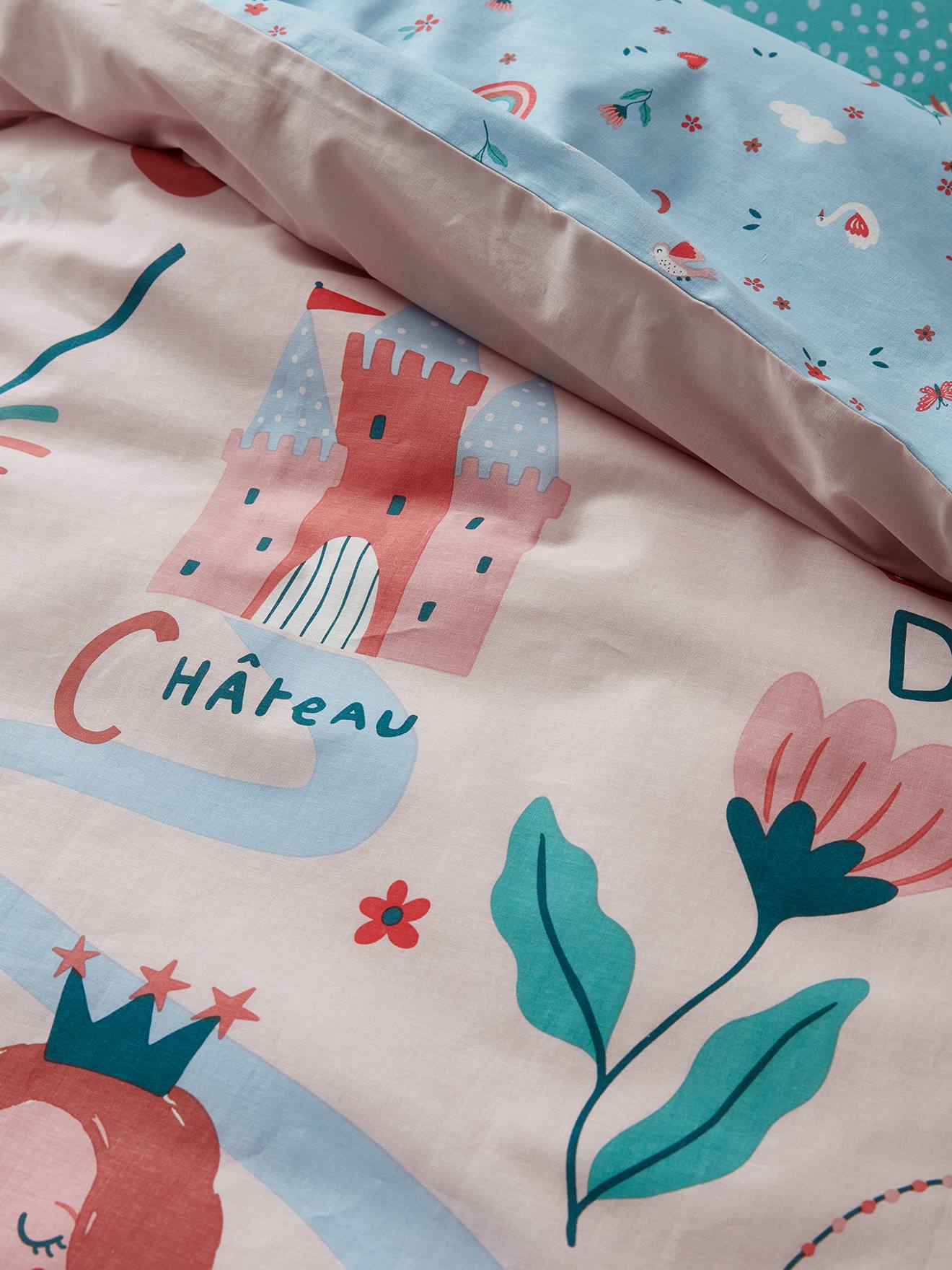 Conjunto infantil: capa de edredom + fronha ABC PRINCESA malva