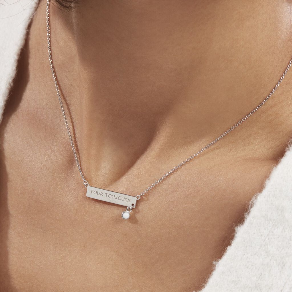 Collier Argent Blanc Sameera Agate