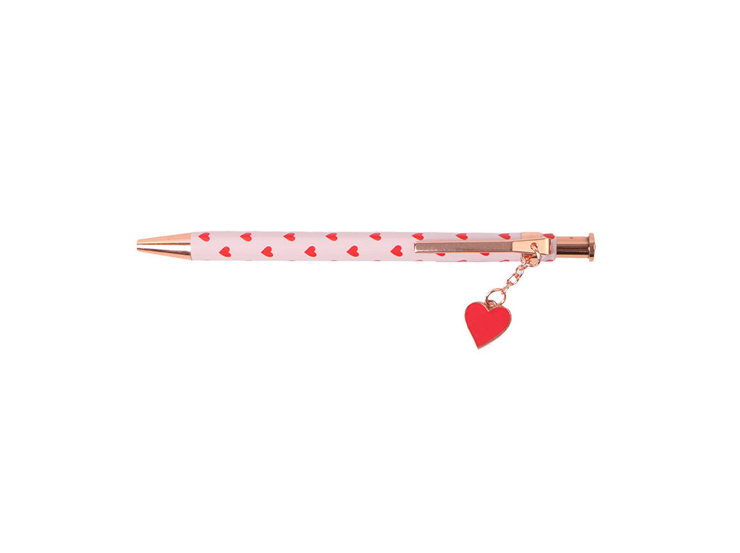 ESFEROGRÁFICA RETRÁTIL AUCHAN TINTA PRETA FANCY LOVE