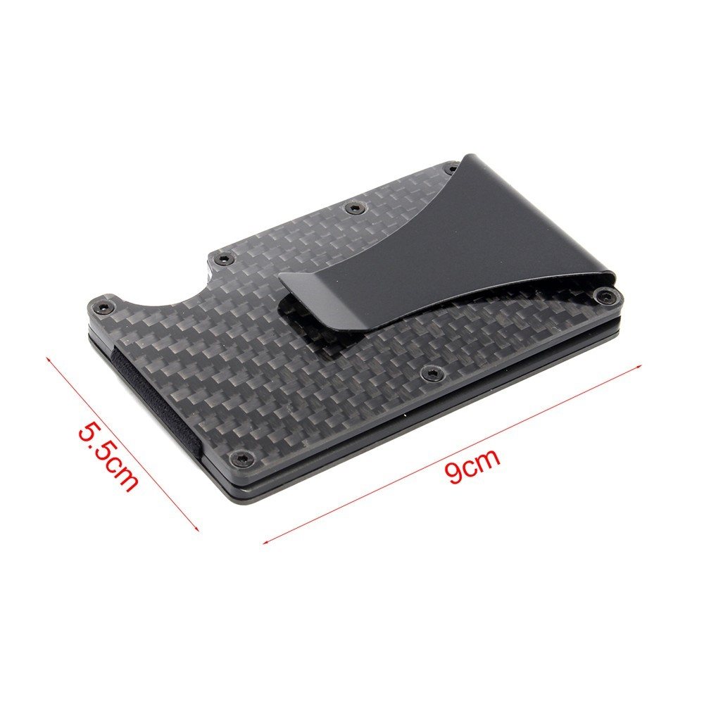 Mini Kreditkarten Etui Metall Geldbörse mit Geldscheinklammer (RFID Schutz) - Schwarz