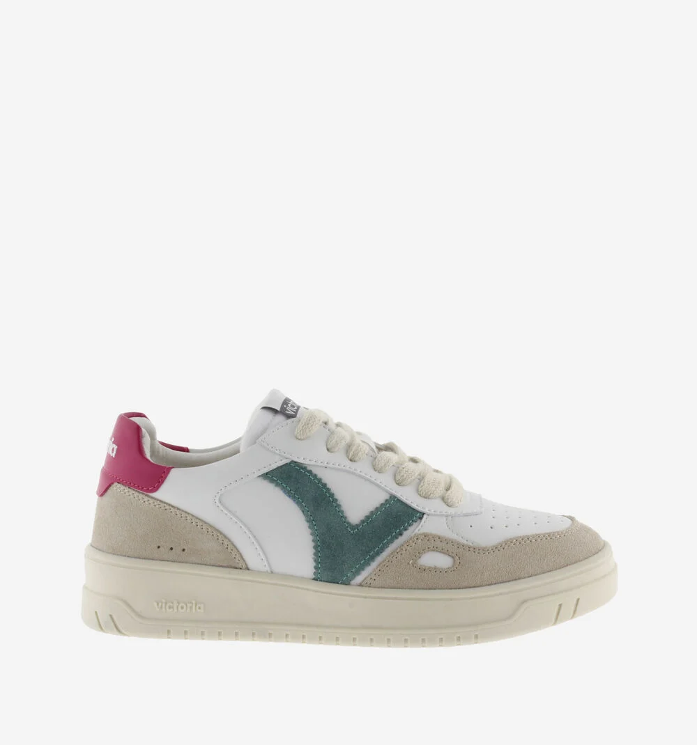 SEUL EFFET CUIR & CUIR FENDU Baskets unisexes semelles beiges FUCSIA