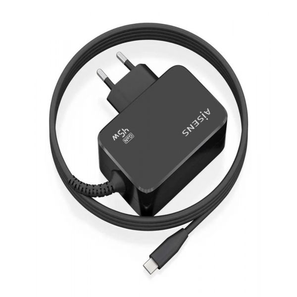 AISENS ASCH-1PD45WL032-BK Carregador de Parede 45W GaN USB Tipo-C   Cabo 1.8m
