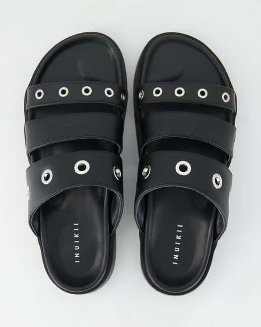 Inuikii Tilda Leather Pantoletten in Schwarz