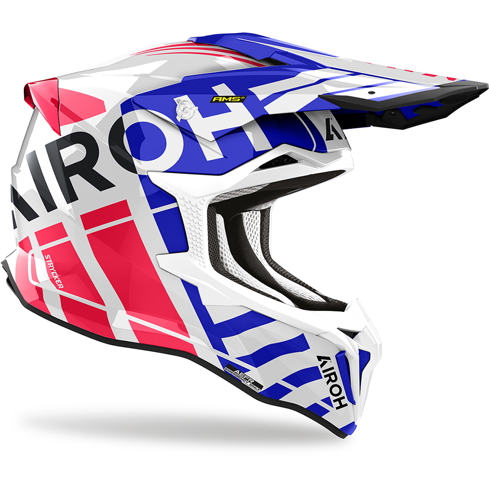 Airoh - Casque Strycker Brave Blanc / Bleu / Rouge / Brillant