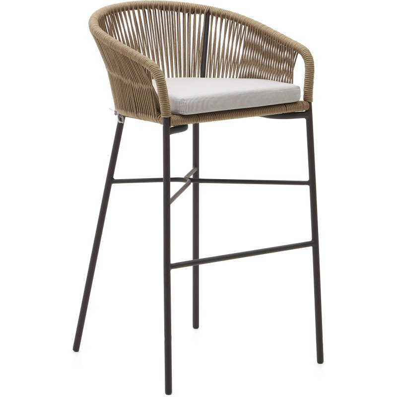 Tabouret Yanet - corde - pieds acier galvanisé H 80 cm