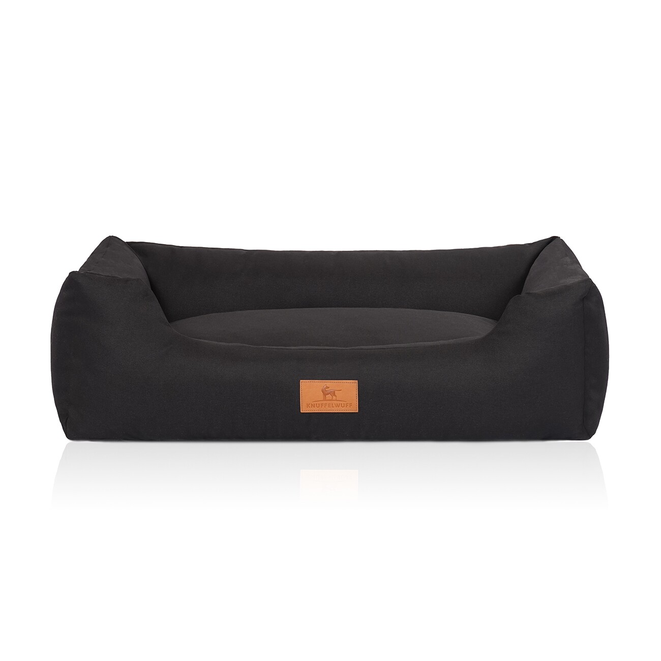 Knuffelwuff Hundebett Lotte aus Velours mit feinem Handwebcharakter schwarz M-L
