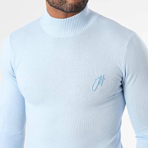 Pull Col Montant Bleu Clair
